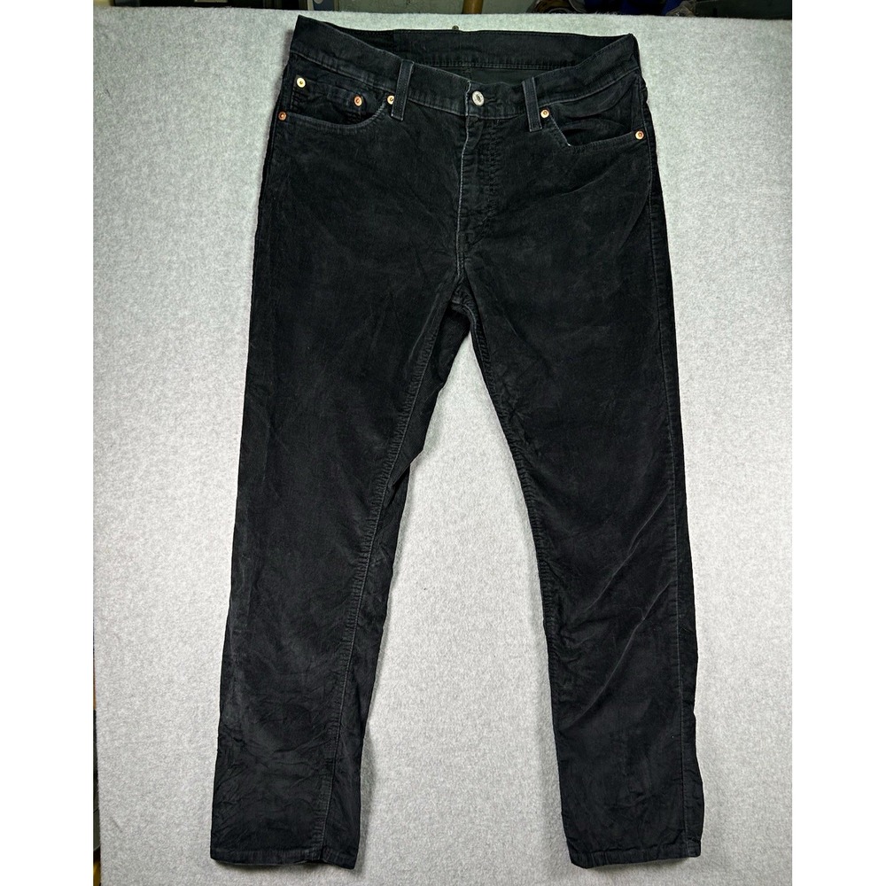 Levi's Mens Black Corduroy Straight Jeans Regular Fit 5-Pocket Stretch Mid Rise